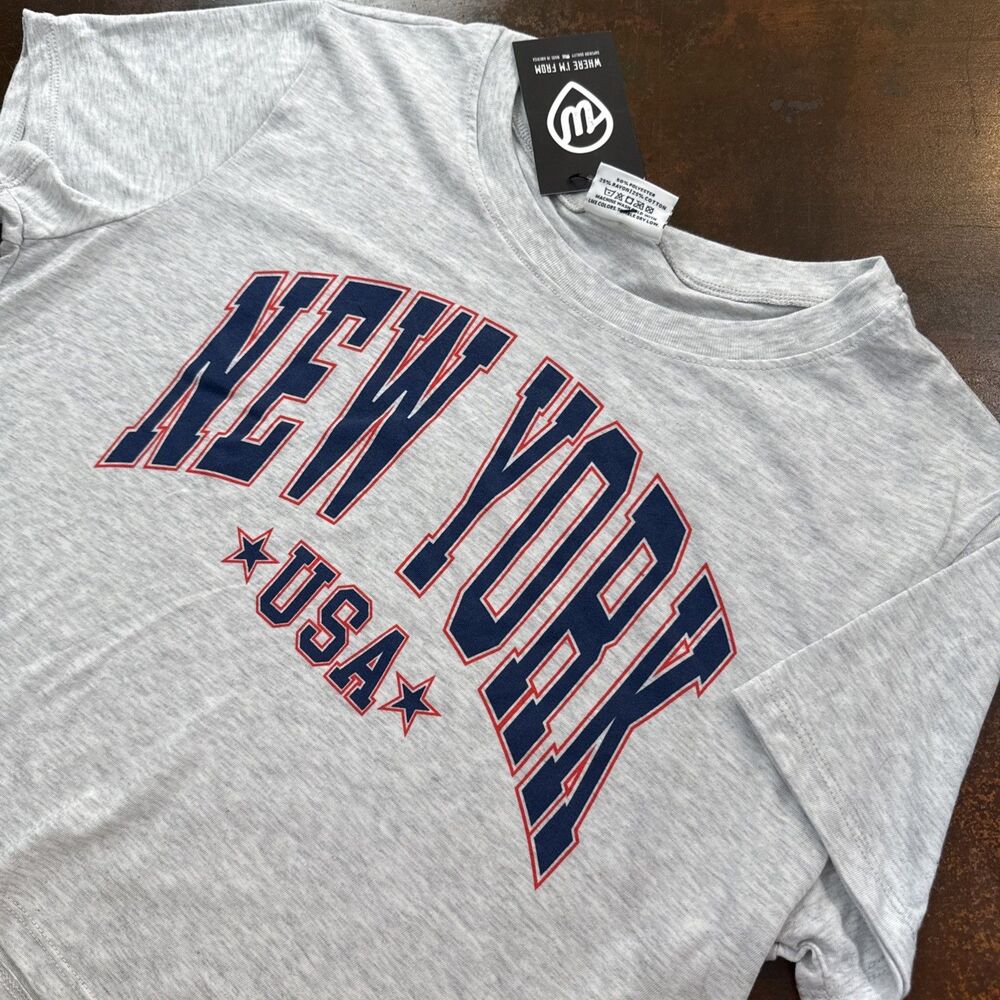 Where I’m From New Yor USA Cropped Shirt Women' Medium Summer travel Top Tee